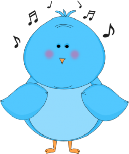 drawing of a blue bird singing