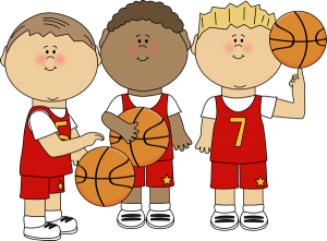 clip art of three student basketball players