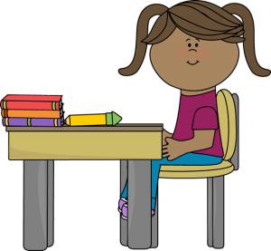 Drawing of a girl at a desk