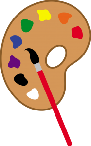 Graphic of a palette with paint on it