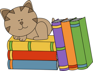 Cat with books
