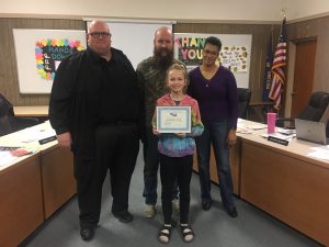 School Board with student