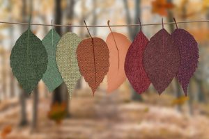 Fall leaves hanging on a string