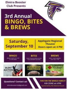 Booster Club Flyer for Bingo, Bites & Brews Saturday, September 10